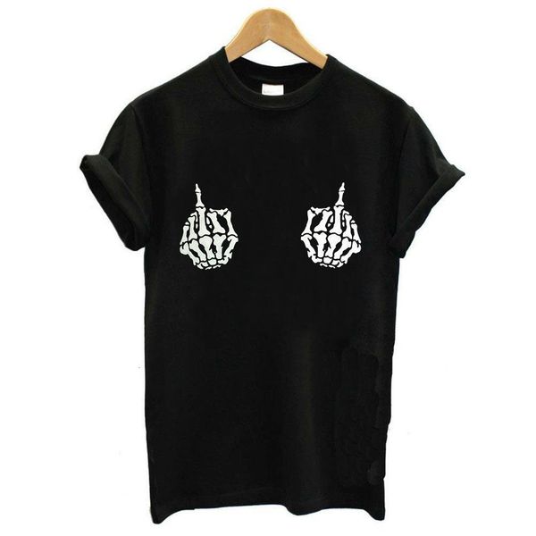 

skull finger print t shirt women short sleeve o neck loose tshirt 2020 summer fashion women tee shirt, White