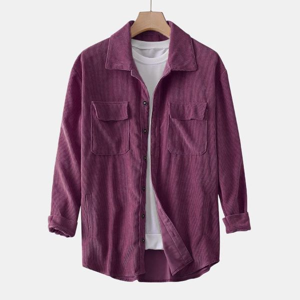 

men shirts long sleeve 2020 fashion spring autumn coat casual long sleeve solid corduroy casual blouse blusa masculina#g21, White;black