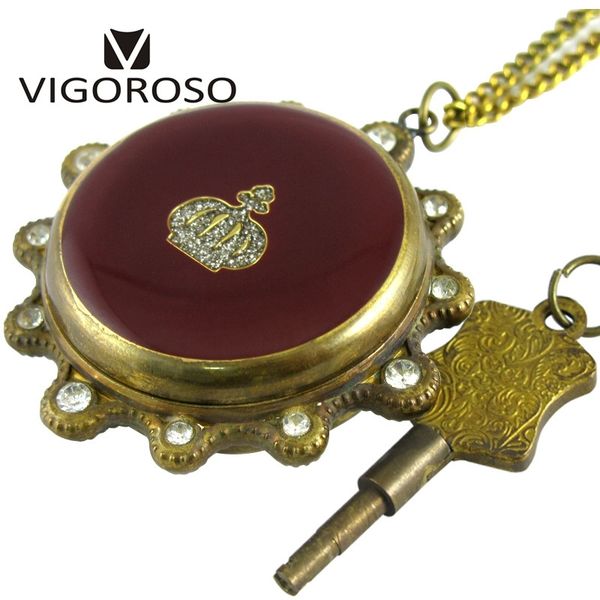 

imperial antique pure copper crown diamond hand winding up mechanical pocket watch retro vintage old clock mens women treasure t200502, Slivery;golden