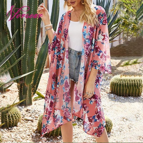 

versear summer boho holiday kimono cardigan blouse open front 3/4 sleeves scarf loose casual cover ups beachwear 2020 new1