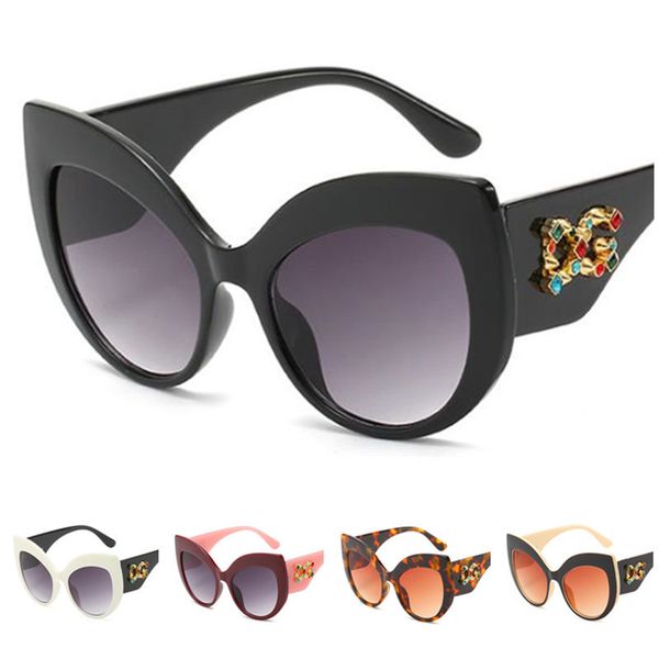 

new women sunglasses multicolor diamonds sun glasses cat eye eyeglasses anti-uv spectacles oversize frame eyewear adumbral a, White;black