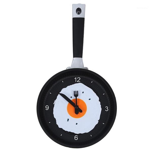 

wall clocks frying pan clock with fried egg - novelty hanging kitchen cafe green1
