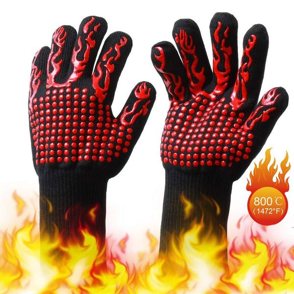 

2pcs grilling gloves food grade kitchen barbecue oven glove protective gear heat resistant silicone cook bbq mitt baking gloves wmtucs