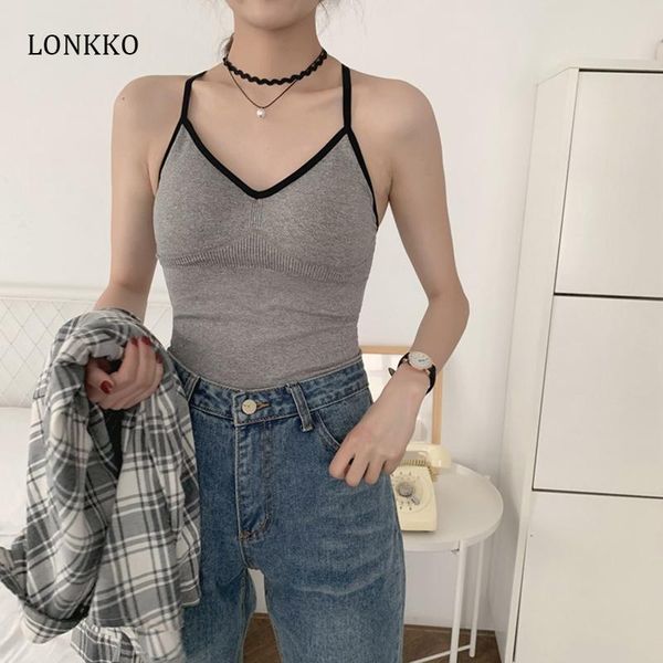 

strap camisoles for women long cross backless bralette active bra female seamless cotton wireless underwear, Black;white