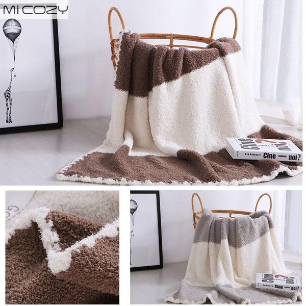 

lightweight patched color fluffy blanket polyester ultra soft fashion throw cozy blanket,chocolate grey