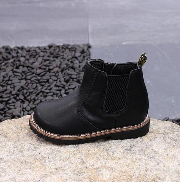 

autumn winter children leather boots cow split leather boots boys girls baby zip shoes fashion kids ankle boots 04b bbyuzx homebag, Black
