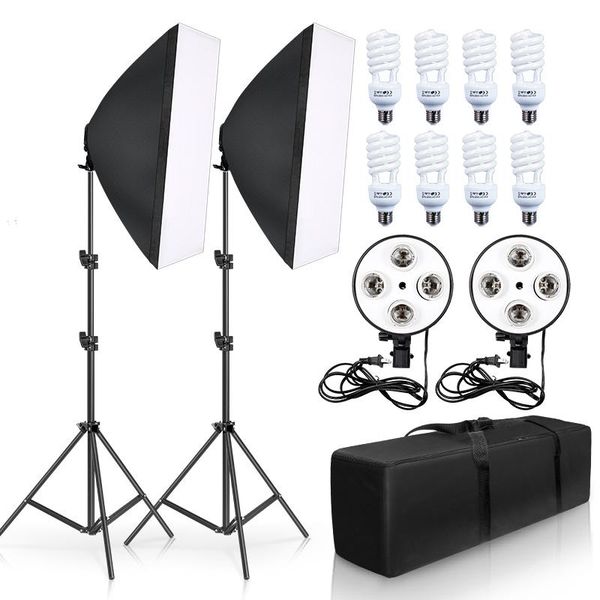 

lighting & studio accessories softbox pography kit professional lights equipment with e27 5500k bulbs stand for portrait product fashion