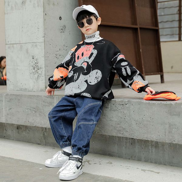 

2020 autumn children's pullover plush sweater winter new foreign sle korean base coat 034a, Black