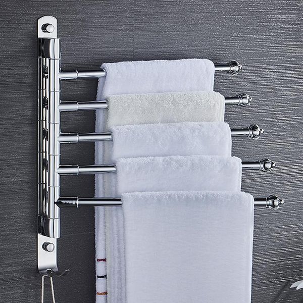 

towel rack perforation-stainless steel hanger toilet rack folding movable rotary towel pole double rod door1