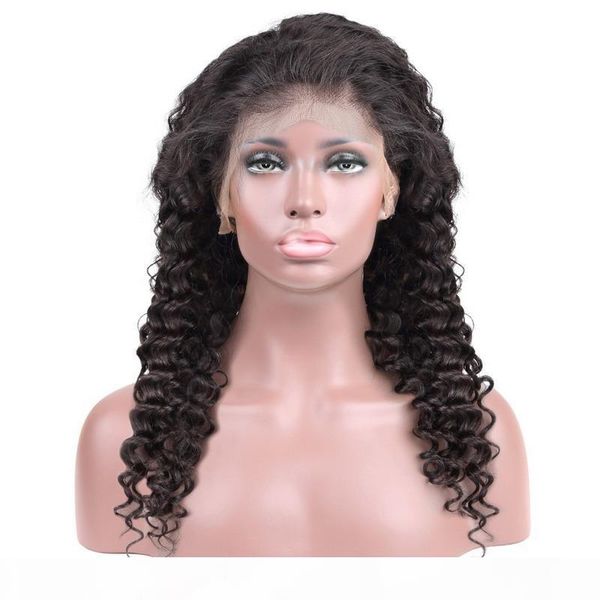 

loose curly lace front wig 13x4 lace front human hair wigs for black women brazilian deep water wave hd pre plucked, Black;brown