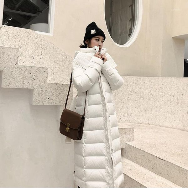 

long winter down coat for women 2020 new hooded white duck down parka jacket female warm winter jacket ladies slim overcoat1, Black