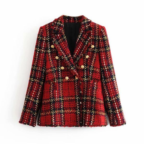 

tweed women red plaid blazers 2020 winter fashion women vintage jackets female patchwork blazer coats girls chic outfit clothes, White;black