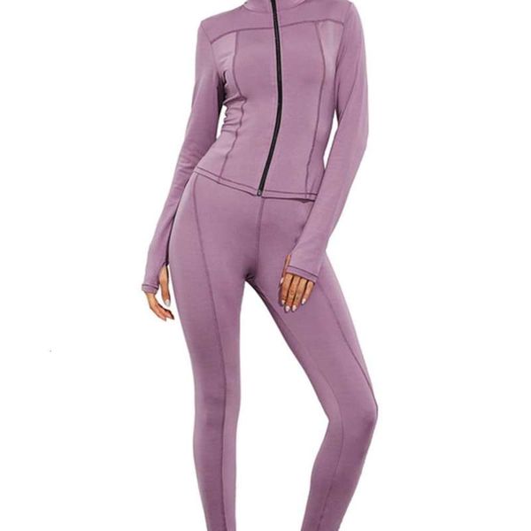 

jacket new pants yoga fashion tight sports suit autumn winter, Gray