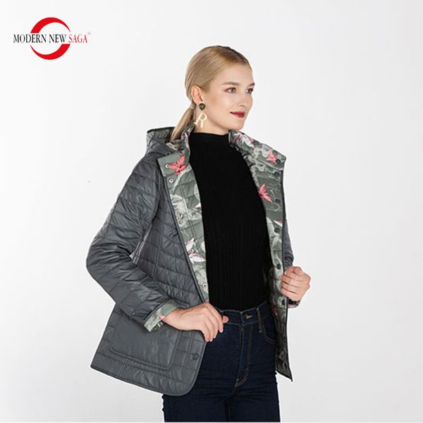 

modern new saga autumn cotton padded hooded reversible women coat warm jacket woman russian size 201007, Black