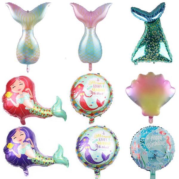 

1pc new cartoon tail shell foil balloon baby shower girl wedding air balloons mermaid birthday party decoration kids toy