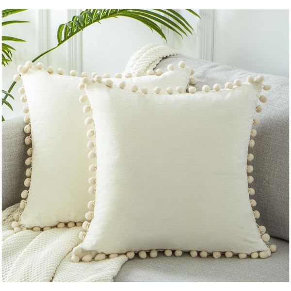 

christmas velvet soft decorative with balls throw pillows cushions covers square pillowcase for sofa bed car home 45x45cm red f bbygkk