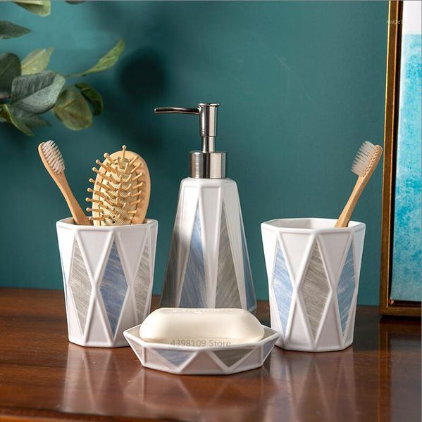 

bath accessory set nordic bathroom simple ceramic supplies toilet decoration accessories toothbrush holder soap dispenser1