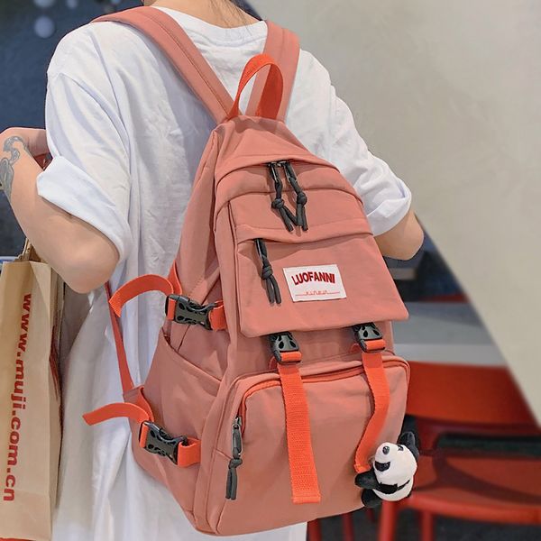 

student girl buckle backpack waterproof nylon cute school bag lapladies fashion backpack women book kawaii bag female luxury c1223