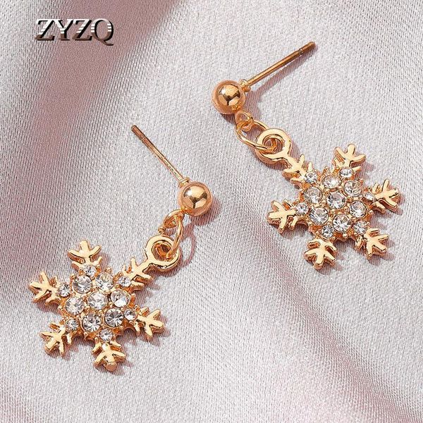 

dangle & chandelier zyzq korean elegant shiny zircon snowflake stud earrings for women fashion cocktail pendientes party holiday jewelry 202, Silver