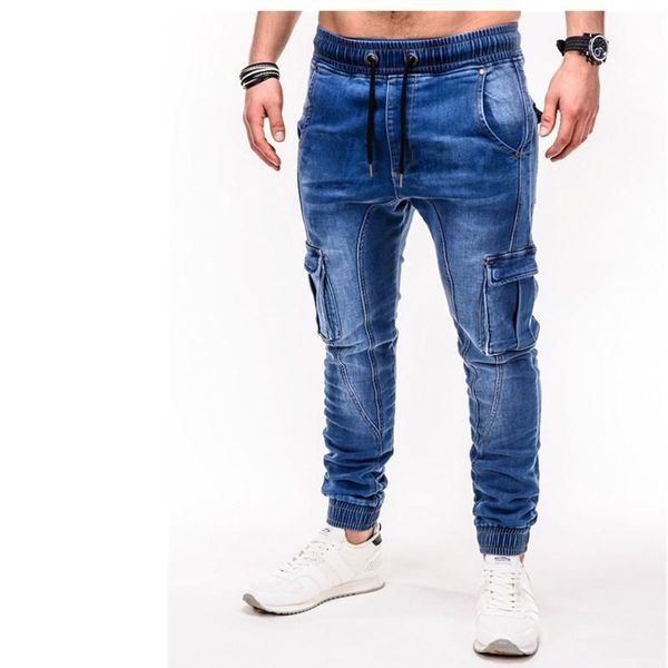 

men's jeans 2021 autumn winter stretch-fit business casual classic style fashion denim trousers male black blue pants