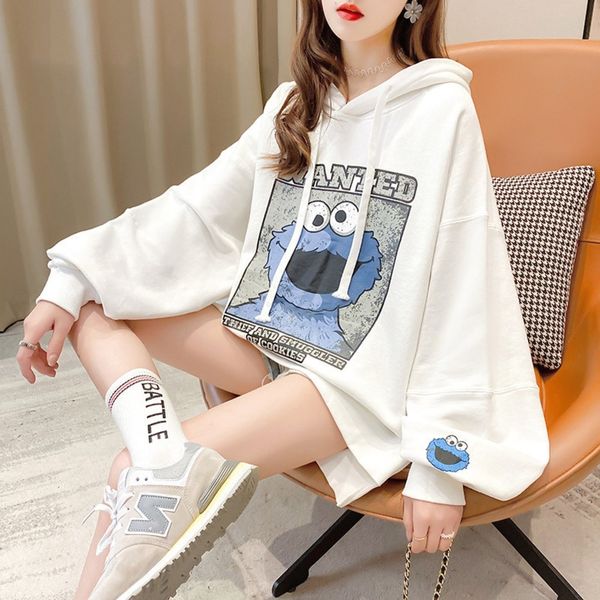 

pf1if printed spring sweater autumn sweater new long sleeve and women's hooded 31kls korean 2020 large size student loose, Black