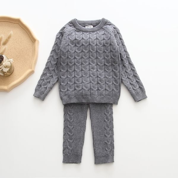 

baby clothes clothing sets autumn winter sweater + pants 2pcs set infant knit tracksuits toddler girls boys suit y200325, White