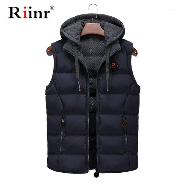 

riinr new mens jackets sleeveless vest winter men's warm cotton vest homme casual thicken waistcoat casual coats1, Black;white