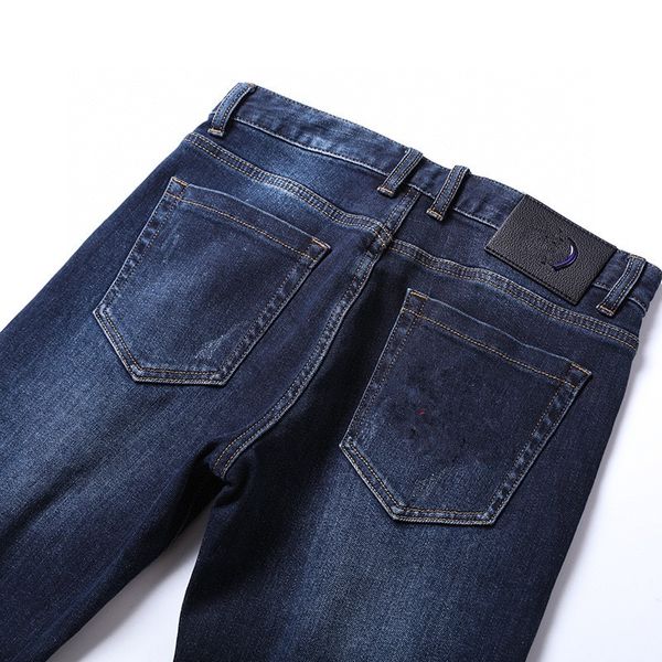

new design mens designer jeans pleated autumn pants slim fit mens moto denim hip hop punk for men quailty size 2942, Blue