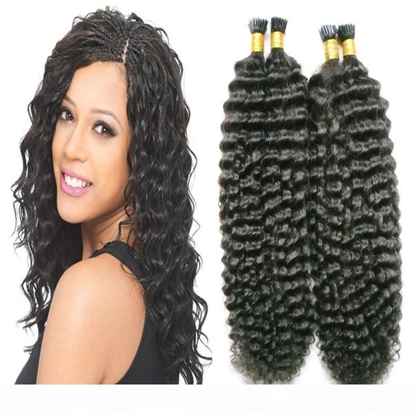 

nail i tip hair 100% remy human hair extensions kinky curly 200g #1 jet black human fusion hair 200s afro kinky curly keratin stick tip