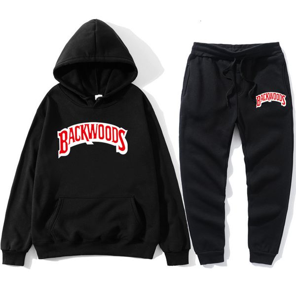 

двухсекционный спортивная одежда мужская sweatpants backwoods осенью и зимой хип-хоп толстовка толстовка набор, Black