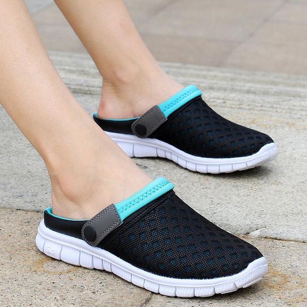 

urbutifo women's beach sandals summer casual shoes women hollow breathable flat shoes raining loafers size 36-44, Black