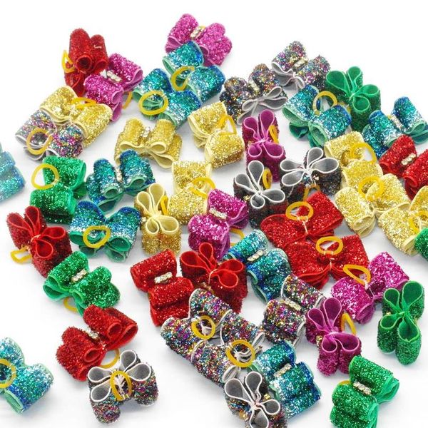 

cute handmade dog hair bows with rubber bands small bowknot cat puppy grooming accessories for dogs charms gift mi sqctac