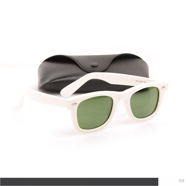

glass lens green lens sunglasses plank white sunglasses white beach brand designer sunglasses with cases and boxs, White;black