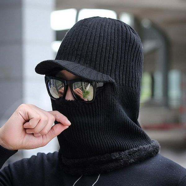 

beanies fashion warm knitted hat scarf winter skullies female hats for women men baggy ring thicken cap