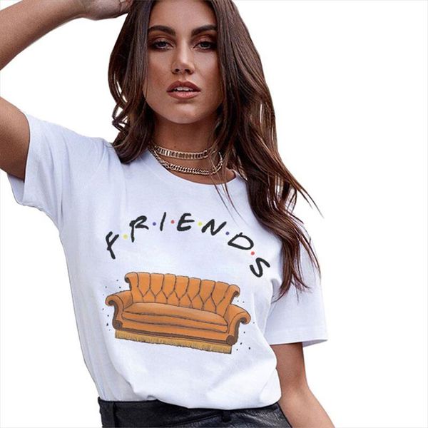 

t shirt women new harajuku summer fashion casual friends tv printed kawaii vogue friends shirts tee ladies clothes, White