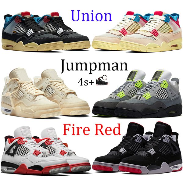 

new 4 4s union guava ice jumpman men shoes sail neon metallic purple basketball sneakers black cat bred fire red trainers
