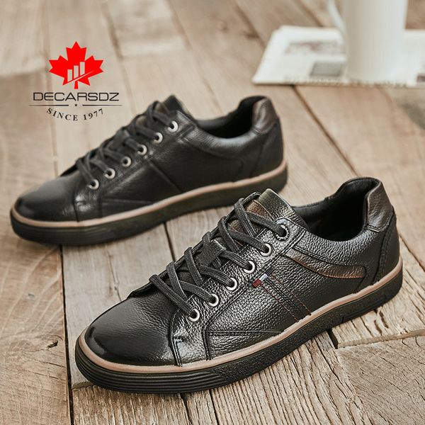 

genuine leather casual male new fashion lace-up footwear comfy outdoor walk men 2020 brand office shoes man, Red;white
