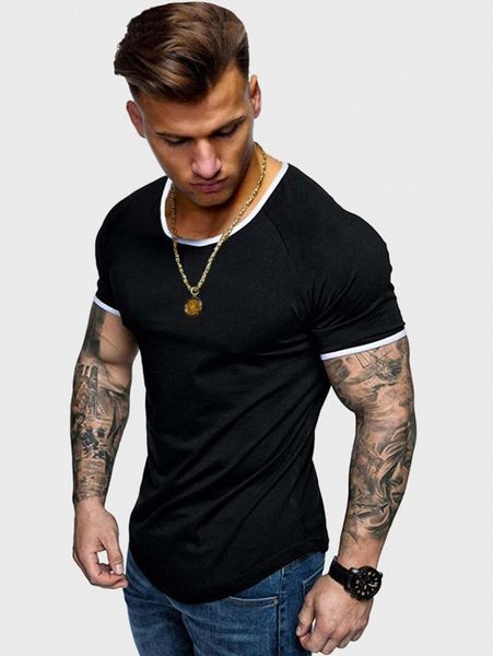 

men contrast binding raglan sleeve tee g7r0#, White;black