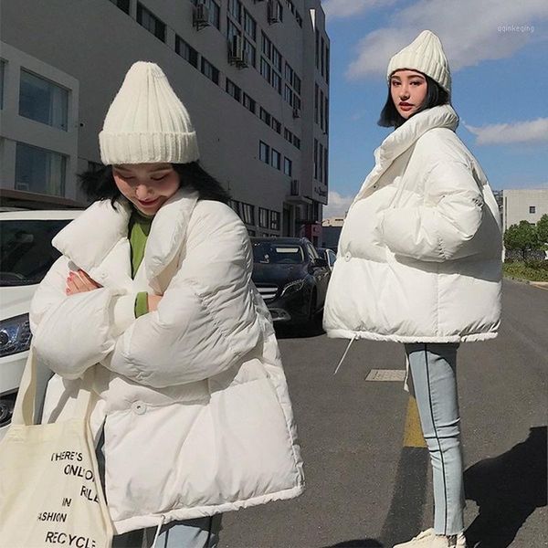 

women fashion bubble coat solid standard collar oversized jacket winter autumn female puffer jacket parkas mujer 2019 plus size1, Black