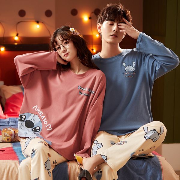 

pajama suit couple pajamas sets family pijama lover night suit men women casual home clothing 201113, Black;red