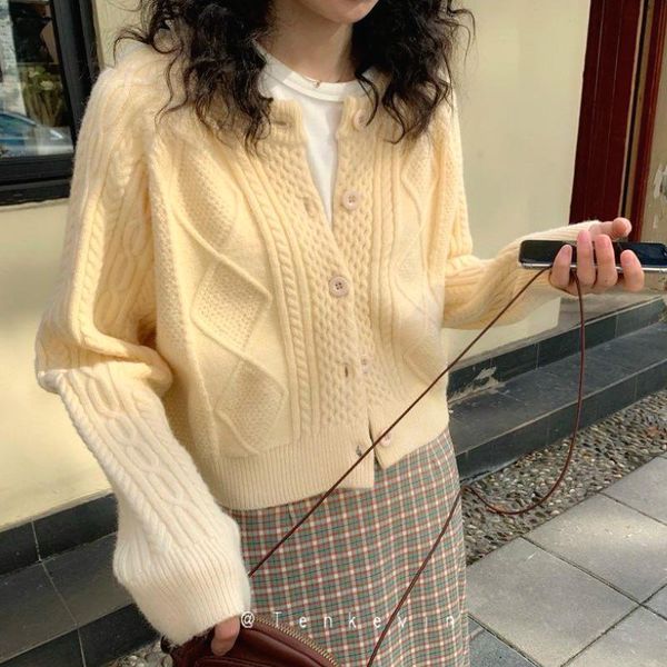 

knit cardigan women light button-down cardigan casual casual long sleeve korean vintage sweater women's clothing autumn 2020, White