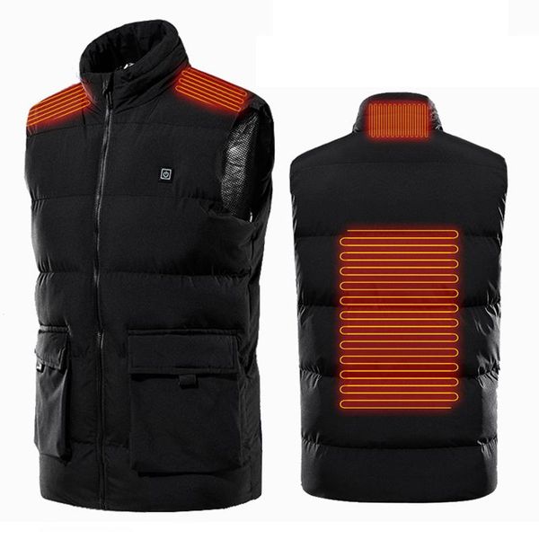 

outdoor t-shirts paratago 2021 winter heating vest men women warm heated smart clothes usb heat carbon clothing big size fishing coats p8179, Gray;blue