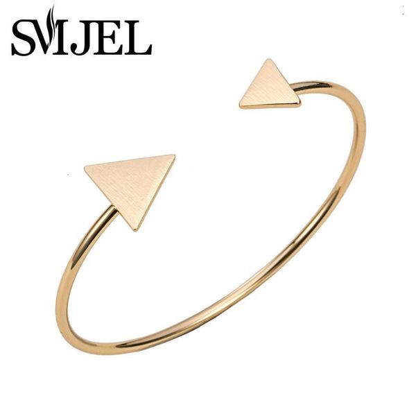 

smjel 2020 fashion small and big scratch triangle bracelet bangles for women geometric bridesmaid gift cuff bangles g023, Black
