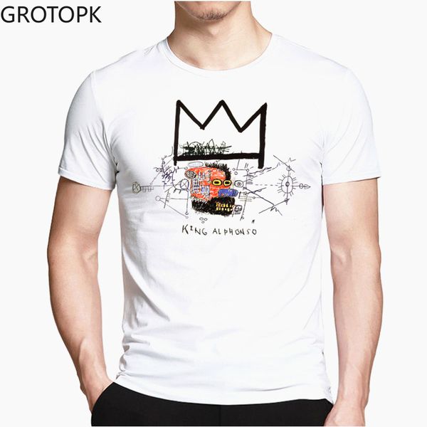 

jean michel basquiat with funny print for summer casual harajuku short sleeve sport hooded sweatshirt hoodie men t shirt