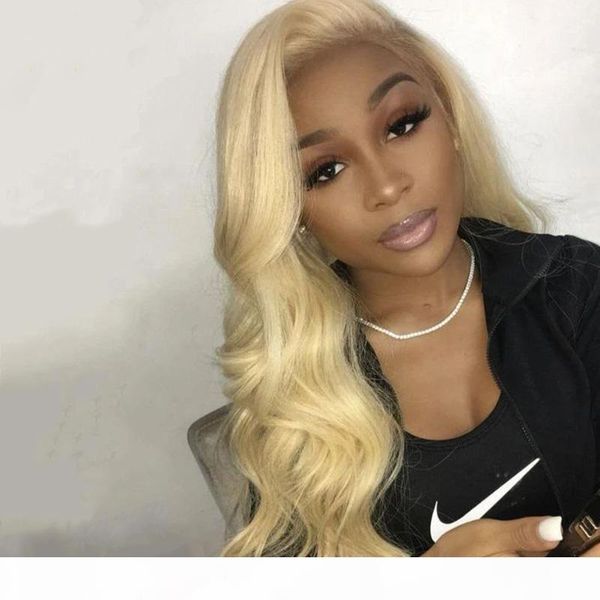 

#613 blonde body wave remy brazilian human hair full lace wigs 100% glueless lace front wigs with baby hair 9a brazilian wigs, Black;brown