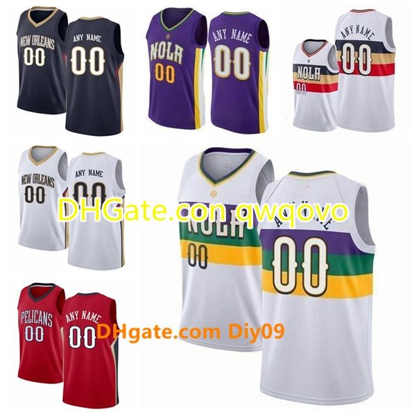 

customized new orleans pelicans jersey men women kid custom name number 23 davis 1 williamson 11 holiday city basketball jerseys, Black;red