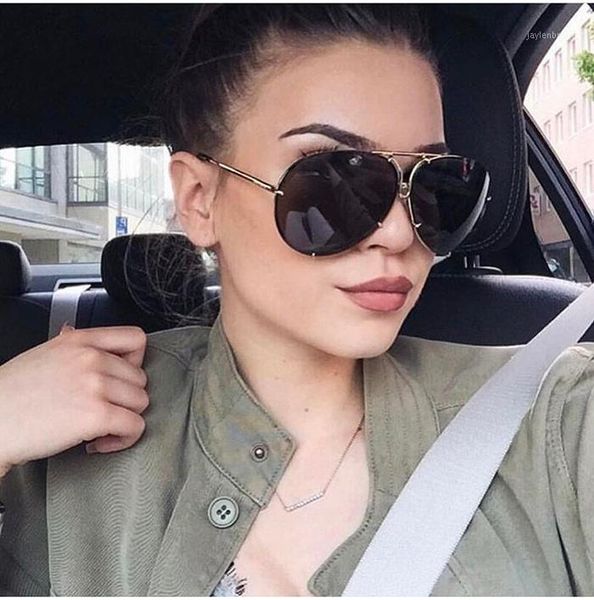 

sunglasses dcm 2021 oversize sunglass women rimless big sun glasses ladies large pilot female oversized glasses1, White;black