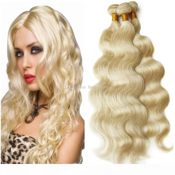 

#613 blonde human hair 3 bundles body wave peruvian virgin hair extensions 9a indian malaysian cambodian brazilian hair weave bundles 3 pcs, Black;brown