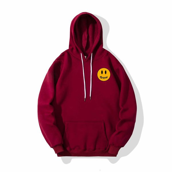 

2020 fashion winter brand hoodie drew basic bieber small yellow smiley face printed men's and women's same sweater, White;black