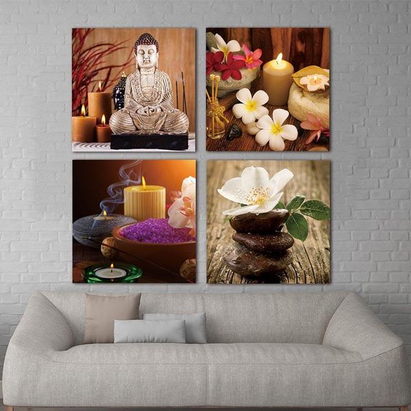 

paintings wall canvas pictures for living room 4 piece art modern printed buddha painting picture decoration